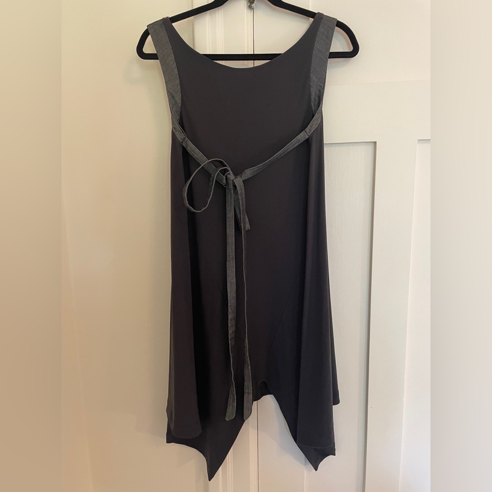 SportMax Cotton Linen Jersey Contrast Trim Lagenlook Boho Sleeveless Tank Dress - Picture 5 of 8